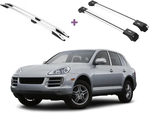 Vista 14 de ERKUL - Barras transversales para techo para Porsche Cayenne 2003-2010 Barras transversales de aluminio con bloqueo antirrobo para el techo