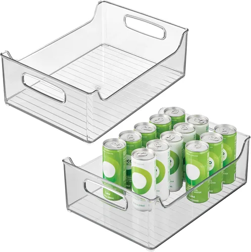 Vista 13 de iDesign Organizador de almacenamiento de despensa de plástico con asas, juego de 2, contenedores transparentes