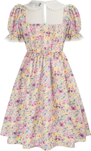 Vista 7 de Vestido de manga abombada floral para niñas de 6 a 12 años