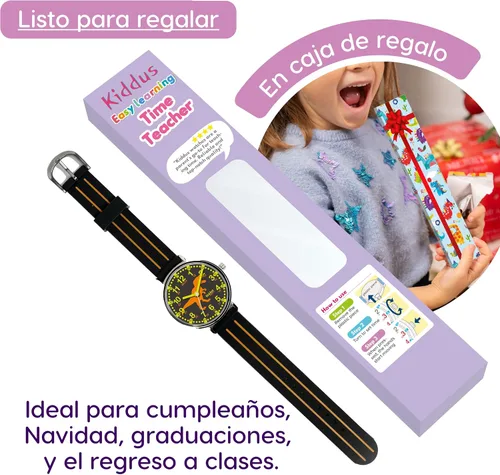 Vista 3 de Kiddus Reloj para niños, niños y niñas, reloj de aprendizaje de tiempo para niños, primer reloj de pulsera a partir de 5 años, manecillas de horas