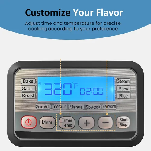 Vista 4 de Multicocina 11 en 1, horno asador de olla lenta de 6.5 cuartos de galón, olla multifuncional programable digital con temporizador, control