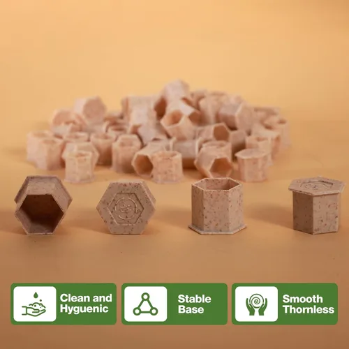 Vista 4 de INKin Vasos de tinta biodegradables para tatuajes pequeños de 0.394 in – 200 tapas de tinta desechables ecológicas para tatuajes con base de paja