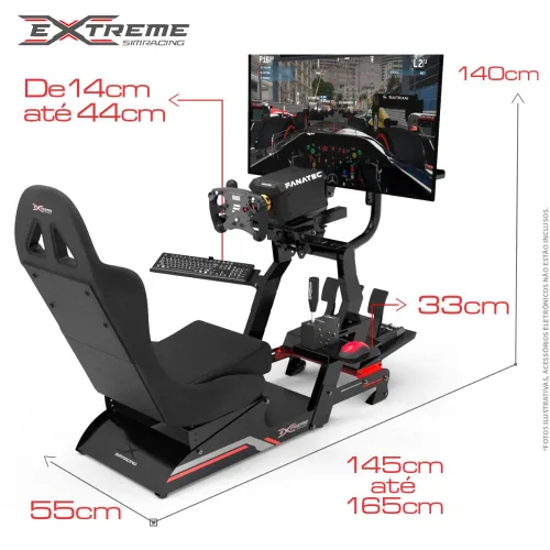 Vista 5 de Extreme Simracing Racing Simulator Cockpit With All Accessories (Black) - VIRTUAL EXPERIENCE V 3.0 Racing Simulator For Logitech G27, G29, G920
