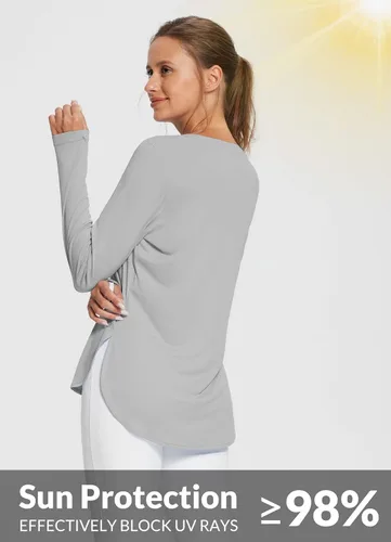 Vista 44 de BALEAF - Camisetas de sol de manga larga para mujer, con FPU 50+, para senderismo, ligeras, de secado rápido, protección contra rayos ultravioleta
