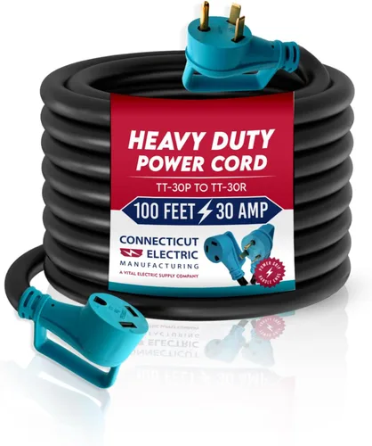 Vista 9 de Cable de extensión RV/EV de 50 pies y 30 amperios para TT-30P a TT-30R