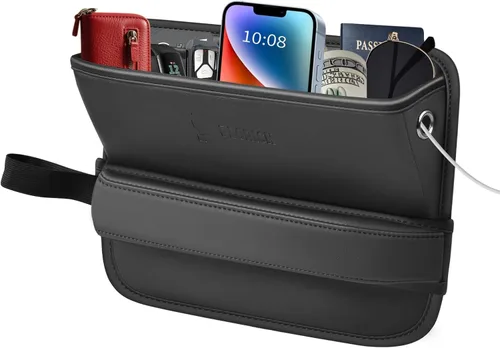 Vista 9 de FLORICH Organizador de Almacenamiento para Coche Entre Asientos, Organizador de Asiento de Cuero con Soporte para Bolso Entre Asientos, Consolas