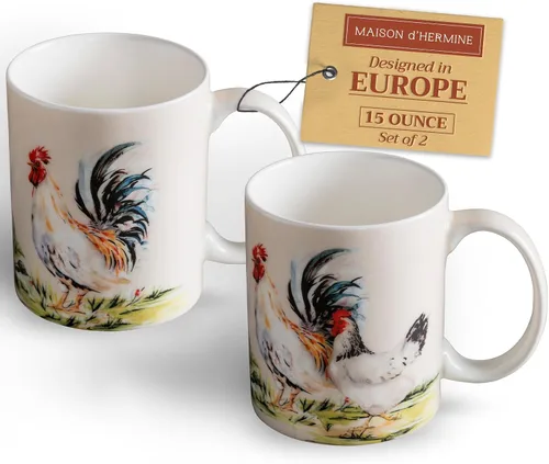 Vista 18 de Maison d' Hermine Taza de café con asas, tazas de porcelana fina de hueso, paquete de una taza de té para bebidas calientes, capuchino, latte