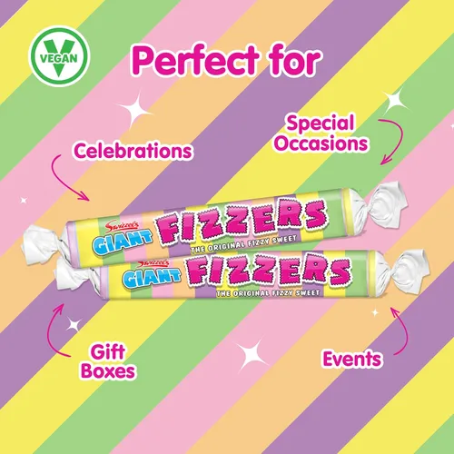 Vista 7 de Swizzels Giant Original Fizzers Sweet 24 rollos en caja