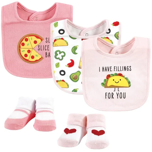 Vista 38 de Hudson Baby Conjunto de babero y calcetines unisex de algodón para bebé, Tamaño único Chica Calabaza
