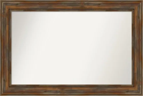 Vista 167 de Amanti Art Espejo de baño marrón para sobre fregadero, 26 x 26 pulgadas, espejo de tocador cuadrado marrón rústico Alexandria, marco de madera