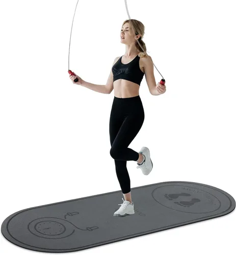 Vista 14 de Tapete para Saltar la Cuerda 71"/63"x24" Más Grande Antideslizante Interior Exterior Tapete de Ejercicio Fitness, Alta Densidad Entrenamiento
