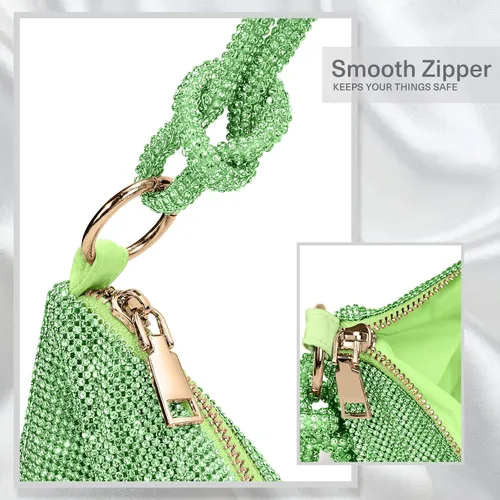 Vista 8 de WLLWOO WLLWOO Bolsos de mano con diamantes de imitación para mujer, bolsos de noche elegantes, bolsos cruzados brillantes para fiesta, club, boda