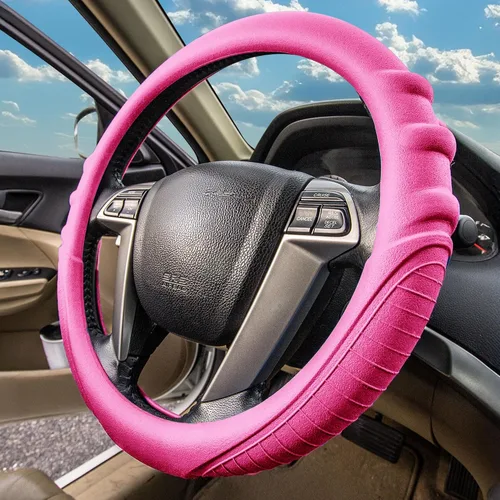 Vista 4 de Cubierta para volante FH Group, color rosa, rosado bebé
