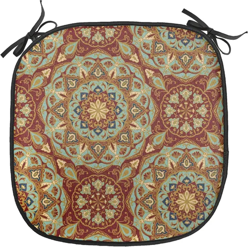 Vista 190 de Ambesonne Cojín de asiento para silla de flores, detalles florales con hojas y remolinos, estampado artístico romántico y vívido y vibrante