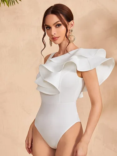 Vista 5 de Floerns Body sin mangas con cuello asimétrico en capas para mujer
