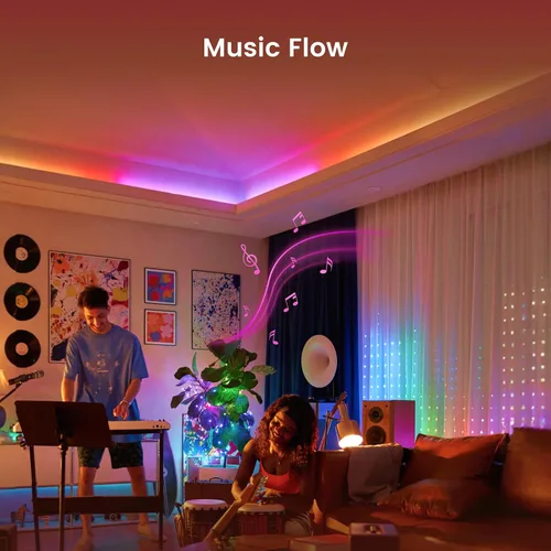 Vista 3 de YEELIGHT Tira de luces LED de 20 pies, 108 tiras de luz LED inteligentes con cambio de color DIY, tira de luz RGB con conexión Bluetooth y control