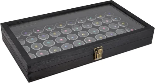 Vista 9 de MOOCA Vitrina de cristal superior de la joyería con 50 tarros de gemas