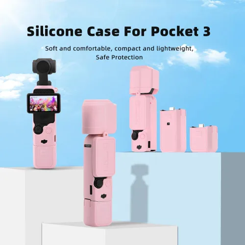 Vista 2 de Funda de silicona Pocket 3 para DJI Osmo Pocket 3, Estuche Protector Protector de Lente Manga Resistente a Arañazos Compatible con DJI OSMO Pocket 3