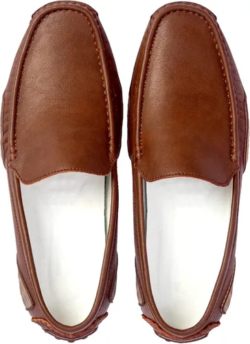 Vista 4 de LUODENGLANG Mocasines para hombre, zapatos casuales sin cordones, mocasines para conducir, mocasines Penny con suela de goma, zapatos planos suaves