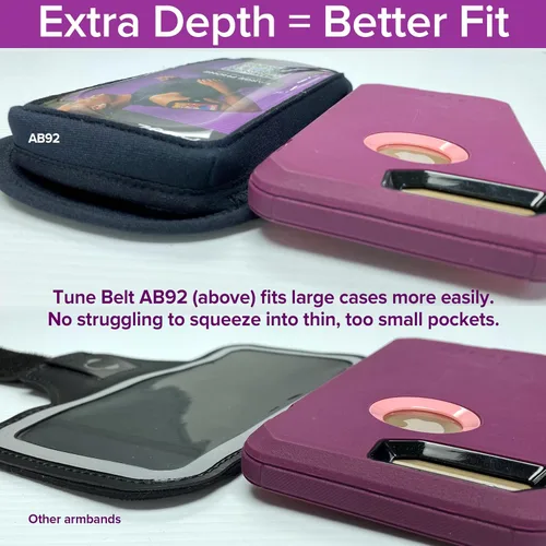 Vista 2 de Tune Belt AB92 Brazalete para teléfono celular para correr, compatible con iPhone 17/16/15/14/13 Pro Max, Plus, Samsung Galaxy Ultra/Plus/Note