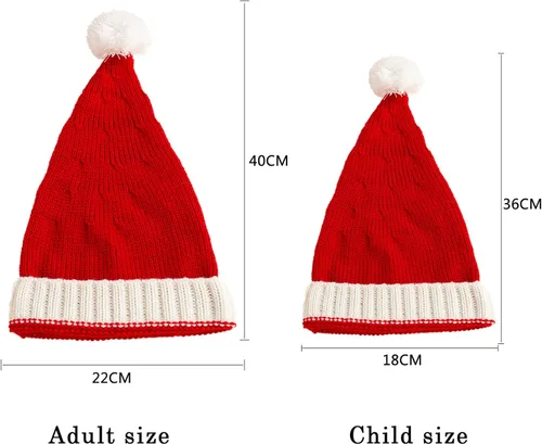 Vista 10 de 2 gorros de punto de Navidad para padres e hijos, gorro de Papá Noel para adultos, bebés, invierno, cálido, gorro de calavera para fiestas