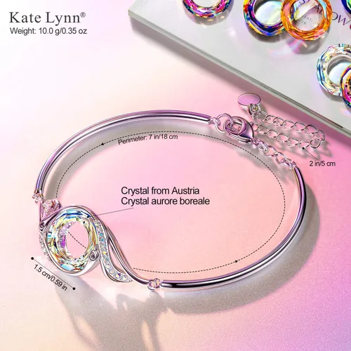 Vista 2 de Kate Lynn Pulsera de Fénix "Rise From the Ashes" hecha con cristales de Austria, brazalete ajustable para mujeres 7"+2", empaquetada con caja