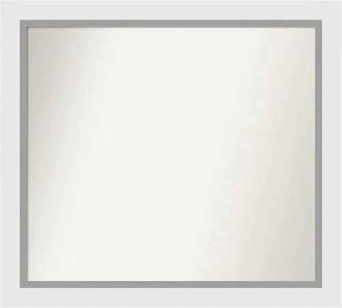 Vista 177 de Amanti Art Espejo de baño blanco para sobre el fregadero, 24 x 26 pulgadas, espejo rectangular blanco y blanco, marco de madera contemporáneo
