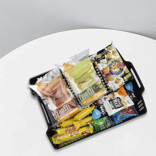 Vista 4 de Sandmovie Bandeja grande para almacenamiento, organizador de plástico para cocina, aula, oficina, negro, 6 paquetes