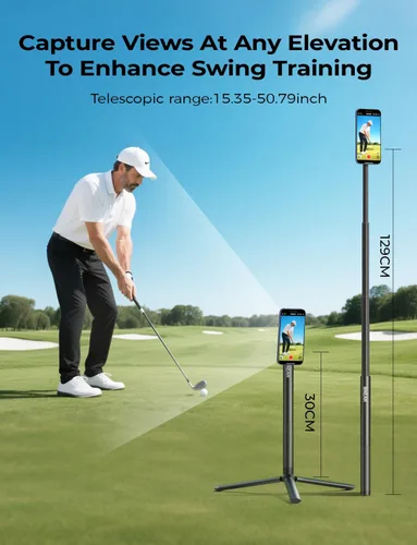 Vista 5 de Monopod y trípode para selfie stick para grabar swing de golf, soporte para teléfono con ayuda magnética para entrenamiento de golf, compatible