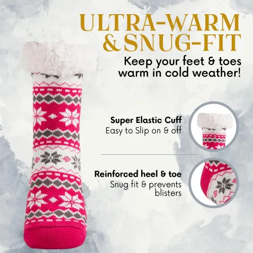 Vista 2 de Debra Weitzner Calcetines mullidos para mujer, con forro polar, de sherpa, calcetines de Navidad, súper suaves, cálidos y esponjosos