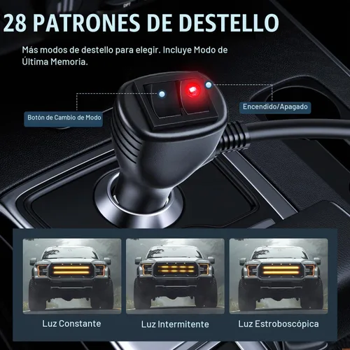 Vista 2 de Nilight 2 piezas de 24 pulgadas de tira de luces estroboscópicas para parrilla de camiones, 384 LED, luz de emergencia ámbar, flexible, intermitente