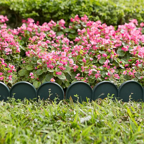 Vista 6 de Evelyne Borde de borde de jardín en medio círculo (semicírculo) diseño arqueado – 15 piezas de revestimiento de valla de jardinería verde barrera