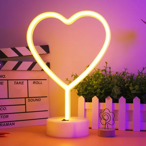 Vista 10 de ENUOLI Lámpara de luz LED de neón en forma de estrella blanca cálida con base, funciona con pilas y USB, letrero de neón LED en forma de estrella