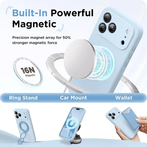Vista 3 de BERFY Funda para iPhone 17 Pro Max, compatible con MagSafe, protector de pantalla de vidrio integrado, protección de cámara, funda de cuerpo