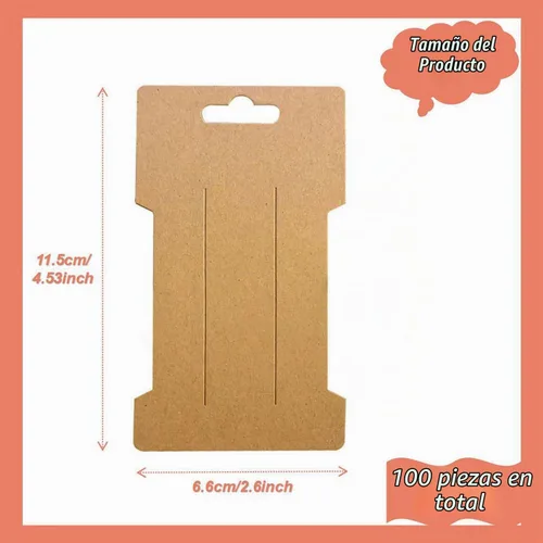 Vista 2 de Tarjetas de exhibición de pinzas para el cabello, 200 piezas de papel kraft para pasadores de pelo, tarjetas para clips para el cabello, exhibición