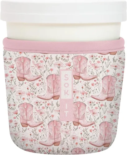 Vista 170 de Sok It IceCreamSok - Funda de neopreno aislada (flores abstractas, pintas de helado cónicas)