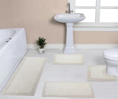 Vista 79 de Home Weavers Luxury Collection 100% Cotton Reversible Bathroom Rugs Set, Washable Rug, Soft Cotton Extra Soft and Absorbent Bath Rug, Kitchen Mat, 2