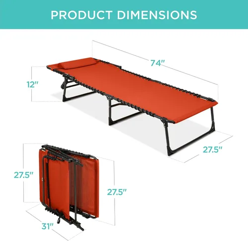 Vista 3 de Best Choice Products - Tumbona para patio reclinable, plegable, portátil para exteriores, con 8 posiciones, asas, capacidad de 300 libras
