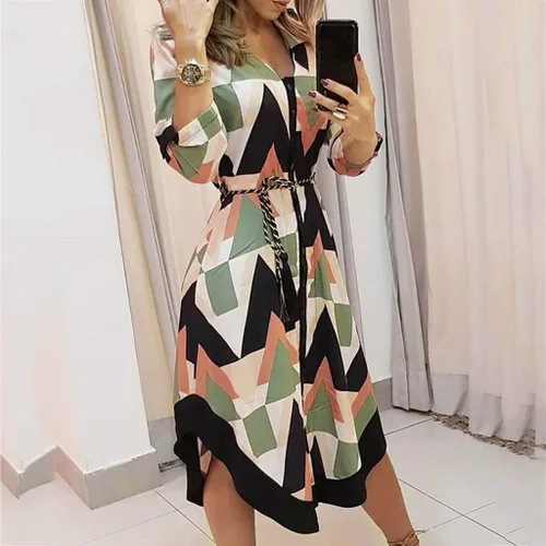 Vista 2 de Vestidos fluidos de verano para mujer, estilo festivo, estampado femenino, casual, talla grande, vestidos casuales de cóctel
