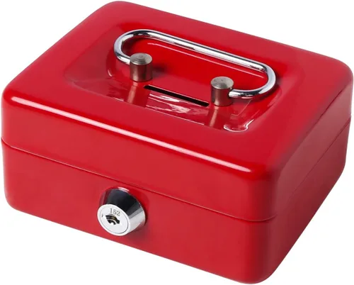 Vista 18 de Decaller - Caja de dinero con ranura para niños, caja de dinero pequeña con bandeja para dinero y cerradura de llave, 6 1/5 pulgadas x 5 pulgadas x