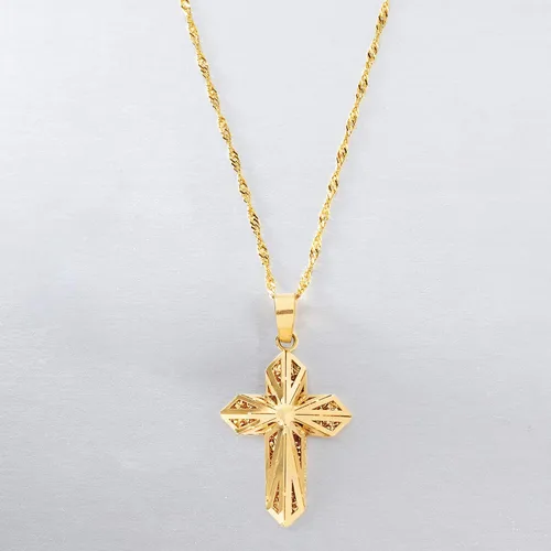 Vista 4 de Ross-Simons 3-D Cross Pendant Necklace in 18kt Yellow Gold