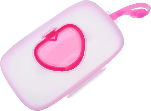 Vista 8 de Caja dispensadora de toallitas para bebé, 2 unidades, caja de pañuelos, contenedor de toallitas para toallitas para viajes, al aire libre, color rosa