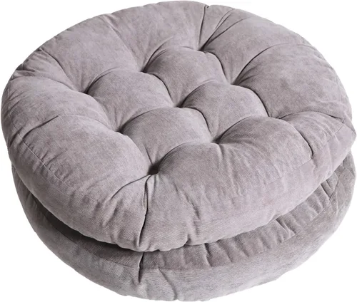 Vista 12 de Tiita Juego de 2 cojines redondos para sillas de oficina, 22 x 22 pulgadas, para exteriores, para adultos, sentados, patio, jardín, beige
