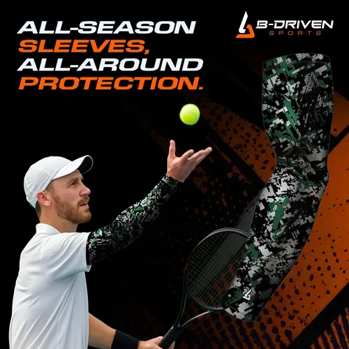 Vista 8 de B-Driven Sports Pro Fit - Manga de compresión para hombres, mujeres y jóvenes, baloncesto, béisbol, fútbol, diseños digitales individuales