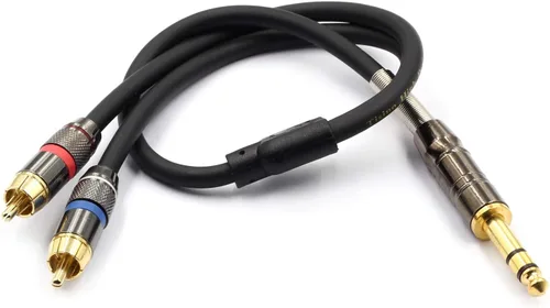 Vista 2 de Tisino - Cable de 1/4 a RCA, cable de audio de TRS de cuarto de pulgada a RCA de 6.35 mm con conector estéreo a cable de inserción dual RCA