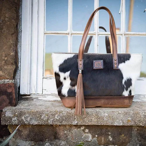 Vista 6 de STS Ranchwear Classic Cowhide Tote Ladies Leather Zip Multi