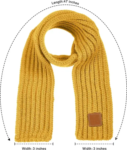 Vista 2 de SATINIOR 4 piezas de bufanda de punto para niños, bufanda de invierno de color sólido para niño y niña