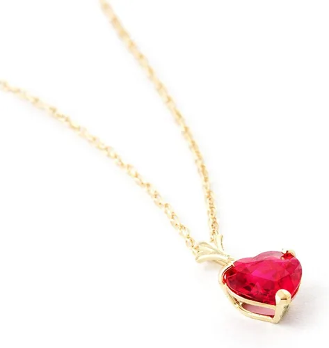Vista 4 de Galaxy Gold GG Collar de oro macizo de 14 quilates de 1,45 quilates rubí en forma de corazón, Metal Gema, Rubí