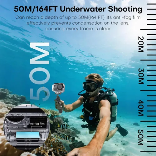 Vista 6 de REYGEAK Funda impermeable para DJI Osmo Action 5Pro/4/3,164FT/50M Kit de buceo de carcasa protectora subacuática, carcasa de buceo con interfaz