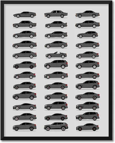 Vista 22 de Custom Car Posters Póster hecho a mano compatible con BMW M Car Poster Print Wall Art Decor of all BMW M Power Cars M3, M4, M5, M2, M6, M1 y más